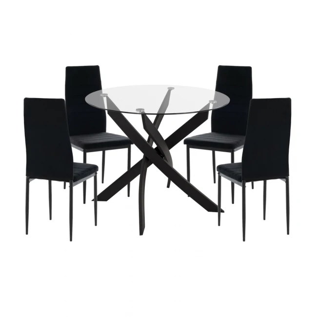 ΣΕΤ ΤΡΑΠΕΖΑΡΙΑΣ 5ΤΜΧ LADY HM21199.04 ΓΥΑΛΙ--ΜΕΤΑΛΛΟ & ΒΕΛΟΥΔΟ ΣΕ ΜΑΥΡΟ