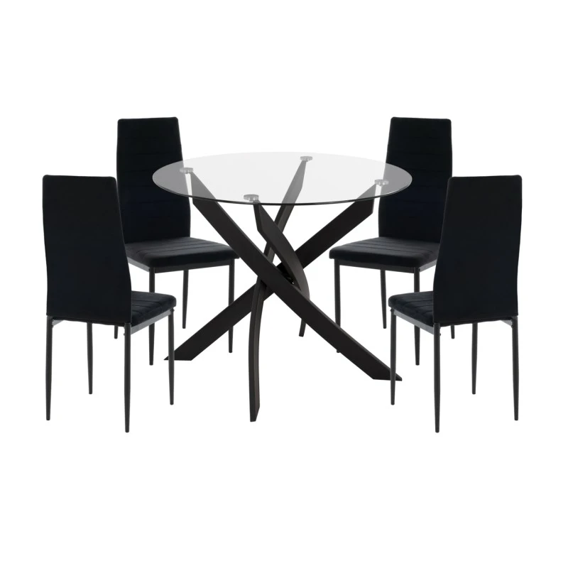 ΣΕΤ ΤΡΑΠΕΖΑΡΙΑΣ 5ΤΜΧ LADY HM21199.04 ΓΥΑΛΙ--ΜΕΤΑΛΛΟ & ΒΕΛΟΥΔΟ ΣΕ ΜΑΥΡΟ