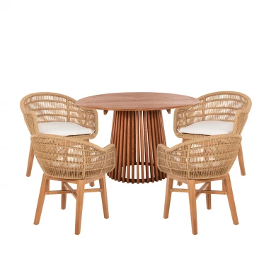 ΣΕΤ ΤΡΑΠΕΖΑΡΙΑΣ 5ΤΜΧ LAMORA HM21074.02 ΣΤΡΟΓΓΥΛΟ ΤΡΑΠΕΖΙ Φ120εκ. & 4 ΚΑΡΕΚΛΕΣ