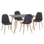 ΣΕΤ ΤΡΑΠΕΖΑΡΙΑΣ 5ΤΜΧ MINARDO HM21179 MDF TOP ΣΕ ΜΑΥΡΟ--ΣΚΟΥΡΟ ΓΚΡΙ ΥΦΑΣΜΑ