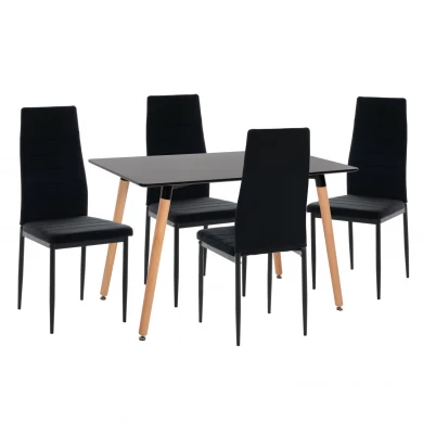 ΣΕΤ ΤΡΑΠΕΖΑΡΙΑΣ 5ΤΜΧ MINIMAL HM21173 MDF TOP ΜΑΥΡΟ-ΒΕΛΟΥΔΟ & ΜΕΤΑΛΛΟ ΜΑΥΡΟ