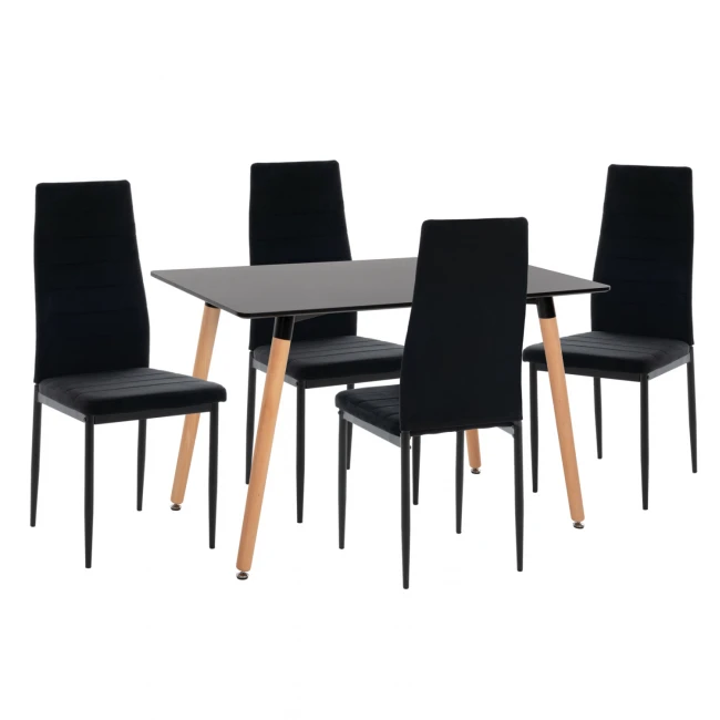 ΣΕΤ ΤΡΑΠΕΖΑΡΙΑΣ 5ΤΜΧ MINIMAL HM21173 MDF TOP ΜΑΥΡΟ-ΒΕΛΟΥΔΟ & ΜΕΤΑΛΛΟ ΜΑΥΡΟ