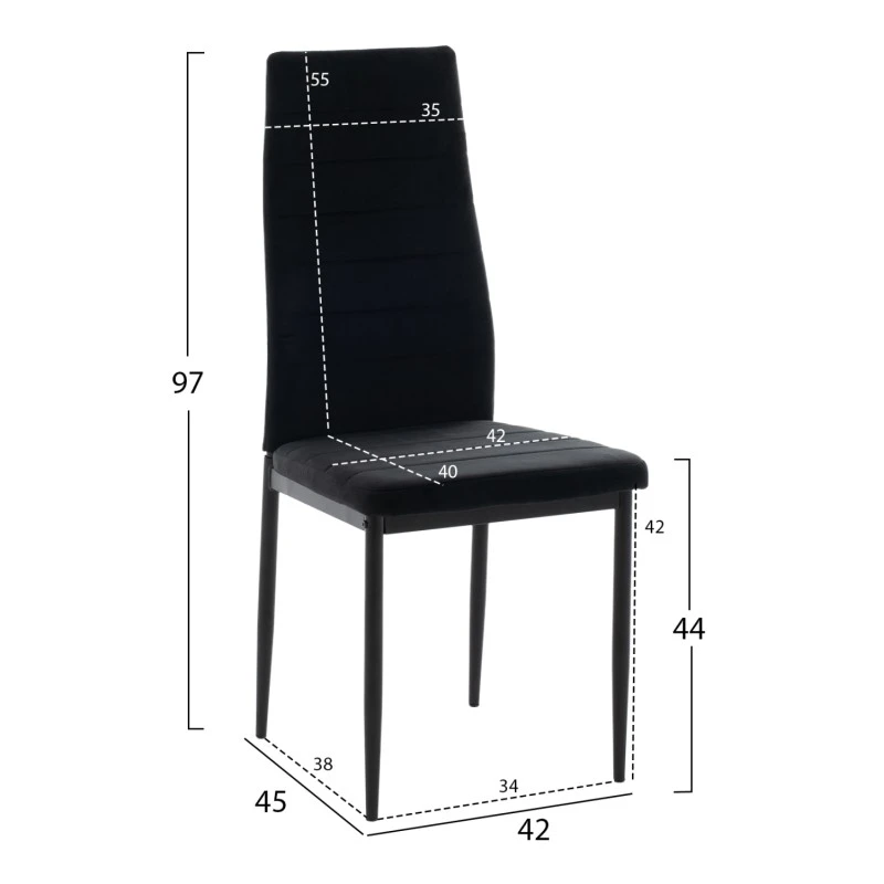 ΣΕΤ ΤΡΑΠΕΖΑΡΙΑΣ 5ΤΜΧ MINIMAL HM21173 MDF TOP ΜΑΥΡΟ-ΒΕΛΟΥΔΟ & ΜΕΤΑΛΛΟ ΜΑΥΡΟ