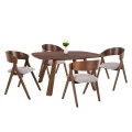 ΣΕΤ ΤΡΑΠΕΖΑΡΙΑΣ 5ΤΜΧ NEKKER HM21340.01 ΤΡΑΠΕΖΙ ΑΠΟ MDF--ΚΑΡΕΚΛΕΣ ΑΠΟ RUBBERWOOD