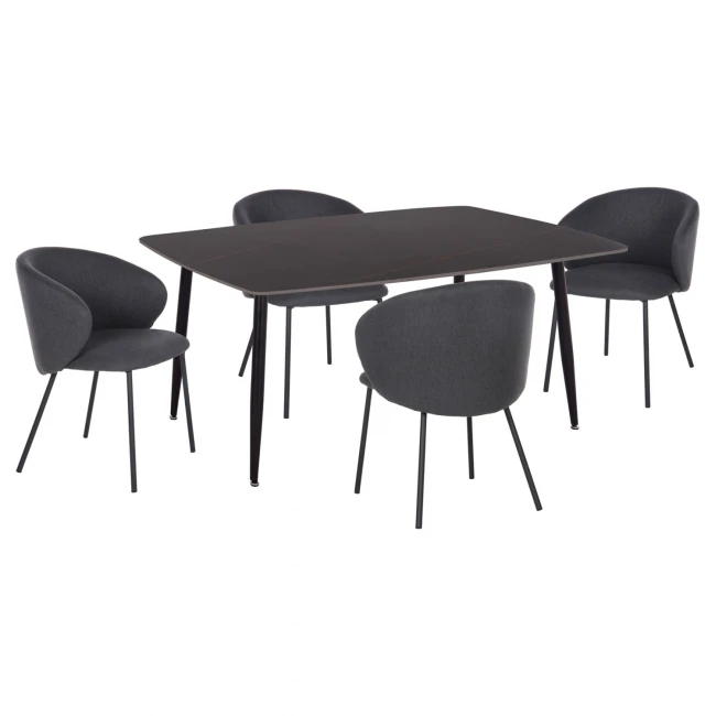 ΣΕΤ ΤΡΑΠΕΖΑΡΙΑΣ 5ΤΜΧ RAVEN HM21069.02 ΚΕΡΑΜΙΚΟ TOP ΜΑΥΡΟ ΜΑΡΜΑΡΟ & 4 ΚΑΡΕΚΛΕΣ