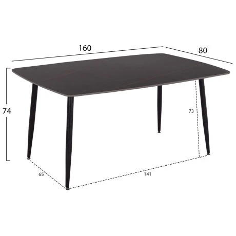 ΣΕΤ ΤΡΑΠΕΖΑΡΙΑΣ 5ΤΜΧ RAVEN HM21069.02 ΚΕΡΑΜΙΚΟ TOP ΜΑΥΡΟ ΜΑΡΜΑΡΟ & 4 ΚΑΡΕΚΛΕΣ