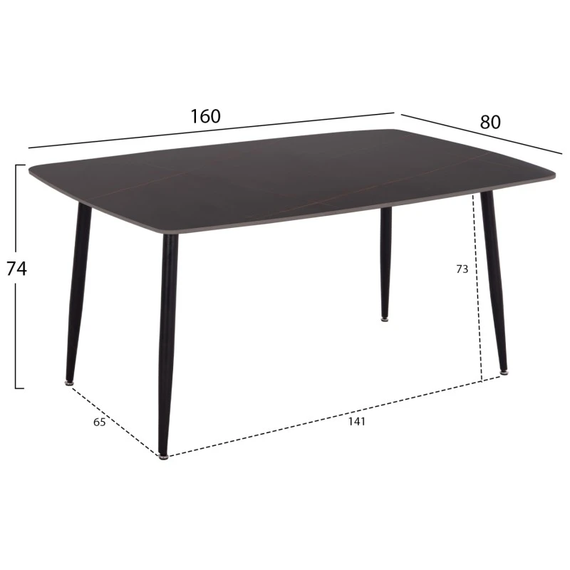 ΣΕΤ ΤΡΑΠΕΖΑΡΙΑΣ 5ΤΜΧ RAVEN HM21069.02 ΚΕΡΑΜΙΚΟ TOP ΜΑΥΡΟ ΜΑΡΜΑΡΟ & 4 ΚΑΡΕΚΛΕΣ