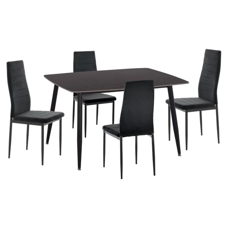 ΣΕΤ ΤΡΑΠΕΖΑΡΙΑΣ 5ΤΜΧ RAVEN HM21224.02 ΚΕΡΑΜΙΚΟ TOP ΜΑΥΡΟ ΜΑΡΜΑΡΟ--ΒΕΛΟΥΔΟ ΜΑΥΡΟ