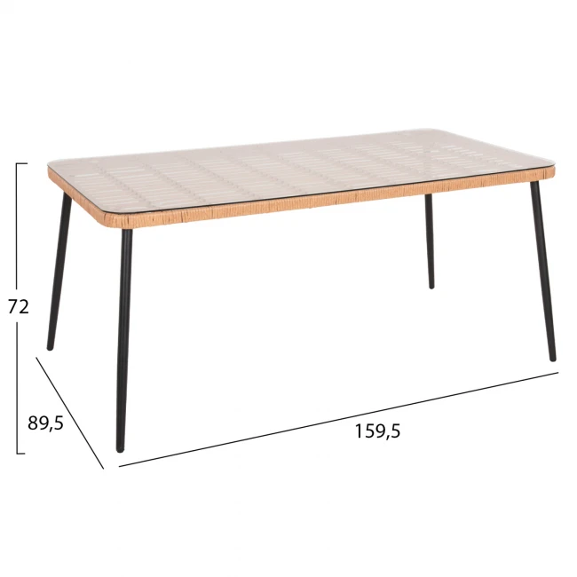 ΣΕΤ 7ΤΜΧ ALLEGRA WICKER ΜΕ ΤΡΑΠΕΖΙ 160X90X78Υ ΜΠΕΖ & ΜΑΥΡΟ ΧΡΩΜΑ HM10495