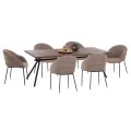 ΣΕΤ ΤΡΑΠΕΖΑΡΙΑΣ 7ΤΜΧ MANDY HM10957.03 MDF TOP--ΥΦΑΣΜΑ TAUPE & ΜΕΤΑΛ.ΠΟΔΙΑ