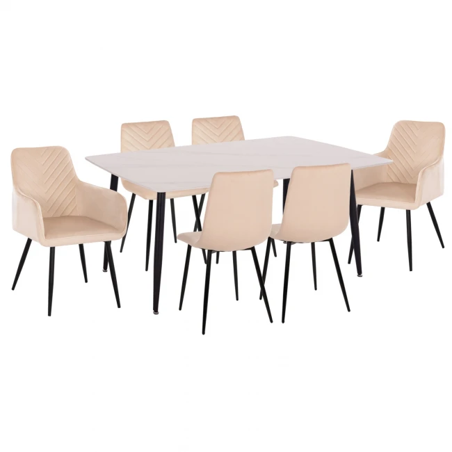 ΣΕΤ ΤΡΑΠΕΖΑΡΙΑΣ 7ΤΜΧ RAVEN HM21070.01 ΚΕΡΑΜΙΚΟ TOP--4 ΚΑΡΕΚΛΕΣ & 2 ΠΟΛΥΘΡΟΝΕΣ ΕΚΡΟΥ