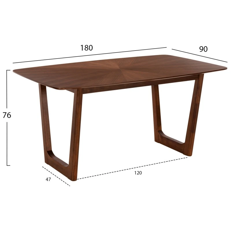 ΣΕΤ ΤΡΑΠΕΖΑΡΙΑΣ 7ΤΜΧ RINER HM21338 ΤΡΑΠΕΖΙ ΑΠΟ MDF--ΚΑΡΕΚΛΕΣ ΑΠΟ RUBBERWOOD & ΥΦΑΣΜΑ