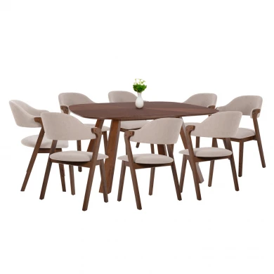 ΣΕΤ ΤΡΑΠΕΖΑΡΙΑΣ 9ΤΜΧ RIDER HM21341 ΤΡΑΠΕΖΙ ΑΠΟ MDF--ΚΑΡΕΚΛΕΣ RUBBERWOOD & ΥΦΑΣΜΑ