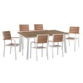 ΣΕΤ ΤΡΑΠΕΖΑΡΙΑΣ TABER HM10737.01 ΤΡΑΠΕΖΙ & 6 ΠΟΛΥΘΡΟΝΕΣ-ΑΛΟΥΜΙΝΙΟ & POLYWOOD-ΛΕΥΚΟ