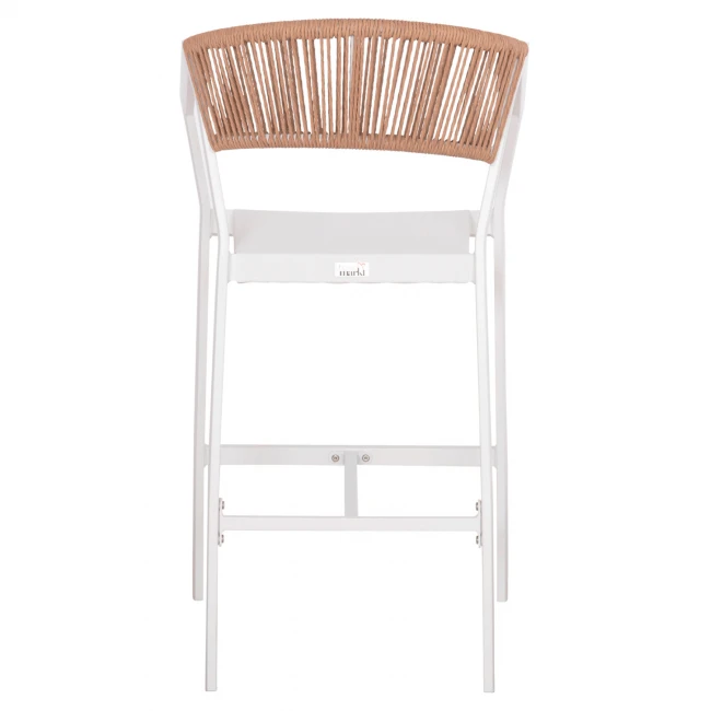 ΣΚΑΜΠΟ ΑΛΟΥΜΙΝΙΟΥ HM5892.12 ΜΕΣΑΙΟΥ ΥΨΟΥΣ RATTAN & TEXTLINE ΛΕΥΚΟ ΜΠΕΖ 55x56,5x99Y