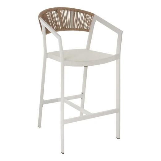 ΣΚΑΜΠΟ ΑΛΟΥΜΙΝΙΟΥ MIRI ΛΕΥΚΟ ΜΕ ΜΠΡΑΤΣΑ RATTAN & TEXTLINE 56x58x105Yεκ. HM5892.22