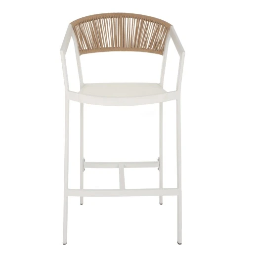 ΣΚΑΜΠΟ ΑΛΟΥΜΙΝΙΟΥ MIRI ΛΕΥΚΟ ΜΕ ΜΠΡΑΤΣΑ RATTAN & TEXTLINE 56x58x105Yεκ. HM5892.22