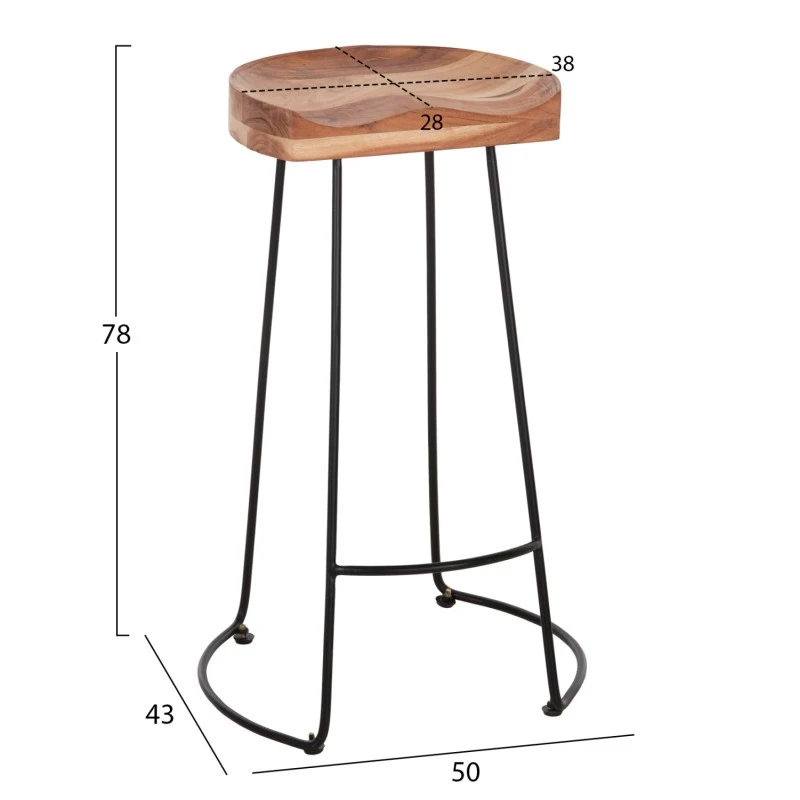 ΣΚΑΜΠΟ BAR ELEANOR ΑΠΟ ΜΑΣΙΦ ΞΥΛΟ ΑΚΑΚΙΑΣ 48x40χ76Υεκ. HM8363.11
