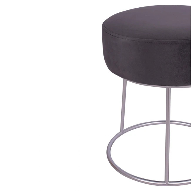 ΣΚΑΜΠΟ KARLO ΓΚΡΙ ΒΕΛΟΥΔΟ ΜΕ ΑΣΗΜΙ ΒΑΣΗ HM8411.01 Φ36x38Υ εκ.