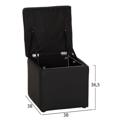 ΣΚΑΜΠΩ ΜΕ ΑΠΟΘΗΚΕΥΤΙΚΟ ΧΩΡΟ PU ΜΑΥΡΟ CUBE HM224.01 38x38x36.5Υεκ.