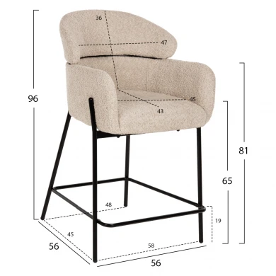 ΣΚΑΜΠΟ ΜΕΣ. ΥΨΟΥΣ WOLF HM8584.02 ΕΚΡΟΥ ΥΦΑΣΜΑ ΜΠΟΥΚΛΕ-ΜΑΥΡΑ ΜΕΤΑΛΛΙΚΑ ΠΟΔΙΑ 56x57x98Yεκ.