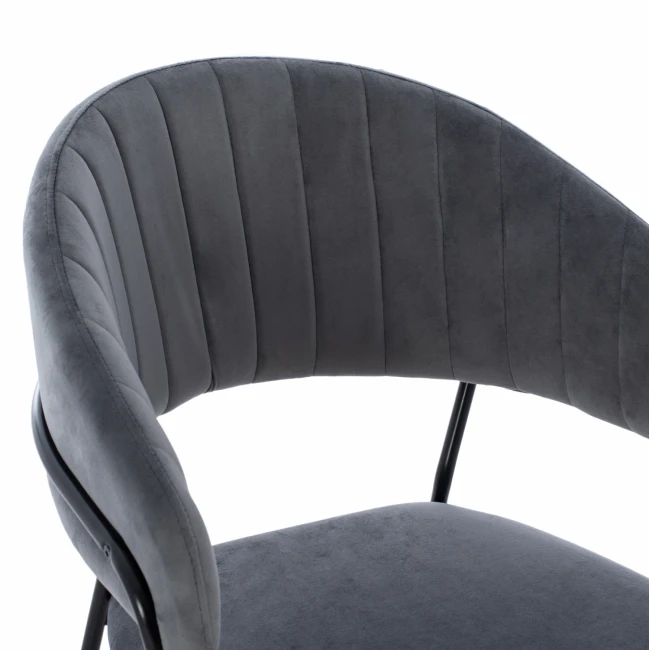 ΣΚΑΜΠΟ ΜΕΣΑΙΟΥ ΥΨΟΥΣ HM8734.01 THEODORE ΒΕΛΟΥΔΟ ΓΚΡΙ ΜΕ ΜΑΥΡΟ ΣΚΕΛΕΤΟ 60x55x100Y εκ.