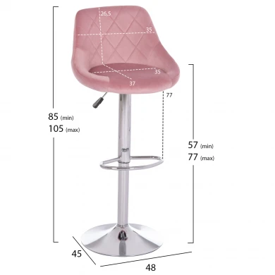 ΣΚΑΜΠΟ ΜΠΑΡ ROSE HM204.42 ΜΕ ΑΜΟΡΤΙΣΕΡ ΧΡΩΜΙΟΥ & ΣΑΠΙΟ ΜΗΛΟ ΒΕΛΟΥΔΟ 48x45x105Υεκ.