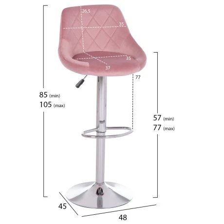 ΣΚΑΜΠΟ ΜΠΑΡ ROSE HM204.42 ΜΕ ΑΜΟΡΤΙΣΕΡ ΧΡΩΜΙΟΥ & ΣΑΠΙΟ ΜΗΛΟ ΒΕΛΟΥΔΟ 48x45x105Υεκ.