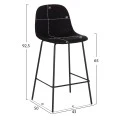 ΣΚΑΜΠΟ ΜΠΑΡ VINCENT HM9298.24 ΜΕΣΑΙΟΥ ΥΨΟΥΣ-ΜΑΥΡΟ ΥΦΑΣΜΑ-ΜΕΤΑΛΛΙΚΑ ΠΟΔΙΑ 43x50x92,5Υεκ