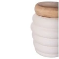 ΤΡΑΠΕΖΙ ΒΟΗΘΗΤΙΚΟ PUFFAT HM18172.02 FIBER CEMENT ΛΕΥΚΟ- ΞΥΛΟ TEAK TOP Φ45x46Υεκ.