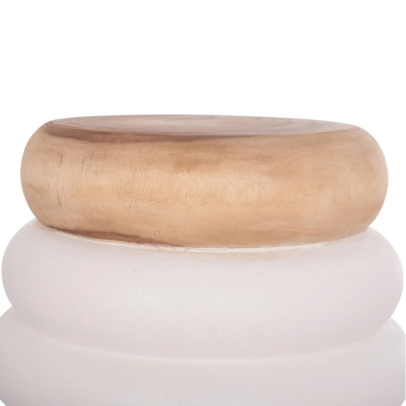 ΤΡΑΠΕΖΙ ΒΟΗΘΗΤΙΚΟ PUFFAT HM18172.02 FIBER CEMENT ΛΕΥΚΟ- ΞΥΛΟ TEAK TOP Φ45x46Υεκ.