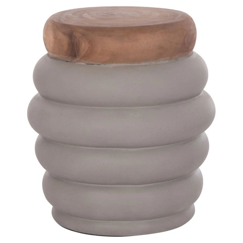 ΤΡΑΠΕΖΙ ΒΟΗΘΗΤΙΚΟ PUFFAT HM18172.03 FIBER CEMENT ΓΚΡΙ- ΞΥΛΟ TEAK TOP Φ45x46Υεκ.
