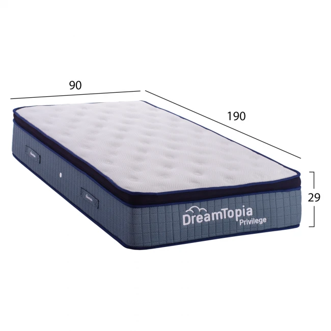 ΣΤΡΩΜΑ DREAMTOPIA, σειρά PRIVILEGE HM660.90 POCKET SPRING ΜΕ ΑΝΩΣΤΡΩΜΑ 90X190x29Υεκ.