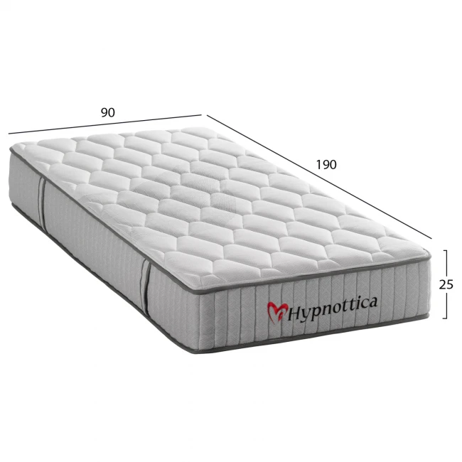 ΣΤΡΩΜΑ ΜΟΝΟ HYPNOTTICA HM748.01 POCKET SPRINGS--ΛΕΥΚΟ 90x190x25Υεκ.