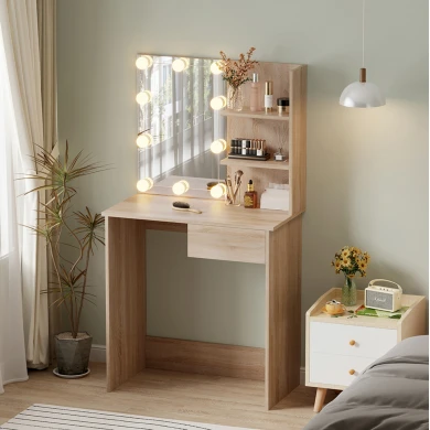 ΤΟΥΑΛΕΤΑ ΜΕ ΦΩΤΙΣΜΟ LED & ΡΑΦΙΑ LAURYN HM2501.01 ΜΕΛΑΜΙΝΗ ΣΕ SONAMA 75x40x134.5Υεκ