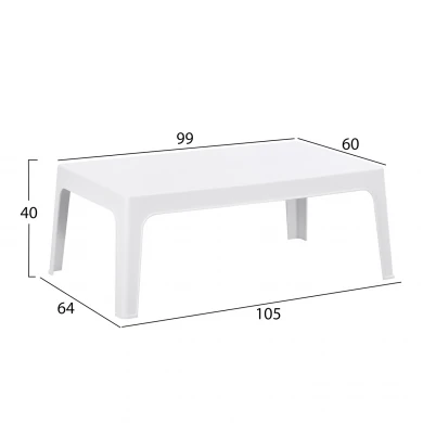 ΤΡΑΠΕΖΑΚΙ ΟΡΘΟΓΩΝΙΟ SLEEK HM6367.01 ΠΟΛΥΠΡΟΠΥΛΕΝΙΟ ΣΕ ΛΕΥΚΟ 105x64x40Υεκ.