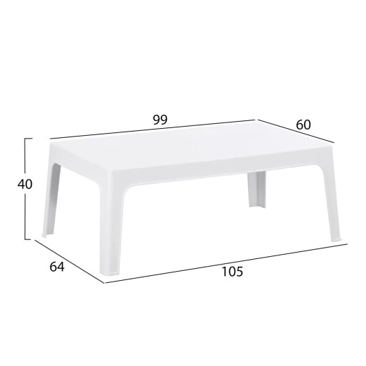 ΤΡΑΠΕΖΑΚΙ ΟΡΘΟΓΩΝΙΟ SLEEK HM6367.01 ΠΟΛΥΠΡΟΠΥΛΕΝΙΟ ΣΕ ΛΕΥΚΟ 105x64x40Υεκ.