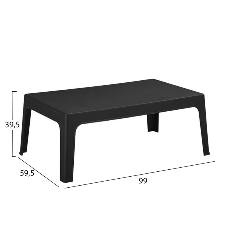 ΤΡΑΠΕΖΑΚΙ ΟΡΘΟΓΩΝΙΟ SLEEK HM6367.02 ΠΟΛΥΠΡΟΠΥΛΕΝΙΟ ΣΕ ΜΑΥΡΟ 99x59.5x39.5Υεκ.
