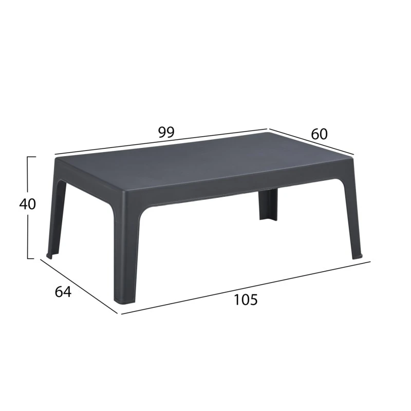ΤΡΑΠΕΖΑΚΙ ΟΡΘΟΓΩΝΙΟ SLEEK HM6367.10 ΠΟΛΥΠΡΟΠΥΛΕΝΙΟ ΣΕ ΣΚΟΥΡΟ ΓΚΡΙ 99x59.5x39.5Υεκ.