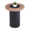 ΤΡΑΠΕΖΑΚΙ ΣΤΡΟΓΓΥΛΟ ΒΟΗΘΗΤΙKΟ OVALON HM18434.05 MDF TOP ΚΑΡΥΔΙ & ΒΑΣΗ ΜΑΥΡΗ Φ45x50Υεκ