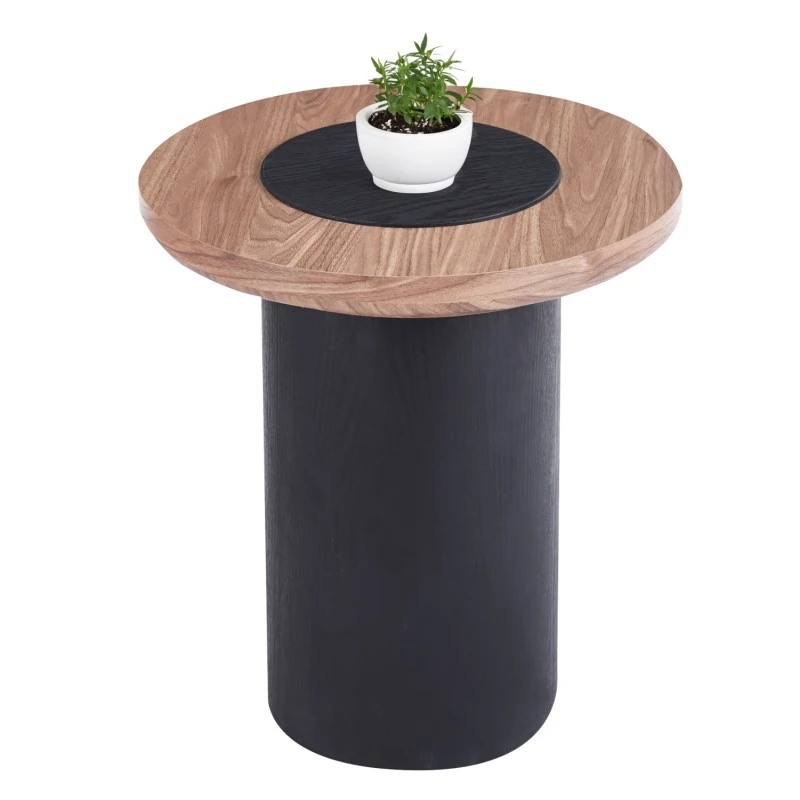 ΤΡΑΠΕΖΑΚΙ ΣΤΡΟΓΓΥΛΟ ΒΟΗΘΗΤΙKΟ OVALON HM18434.05 MDF TOP ΚΑΡΥΔΙ & ΒΑΣΗ ΜΑΥΡΗ Φ45x50Υεκ