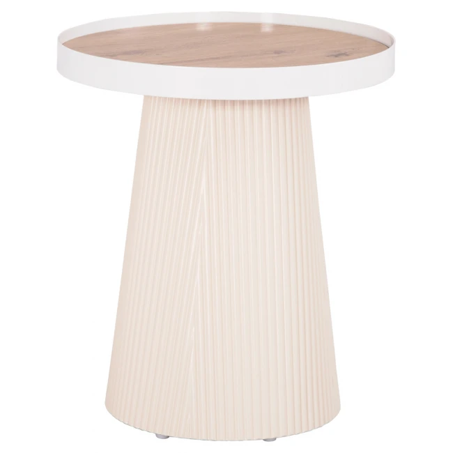 ΤΡΑΠΕΖΑΚΙ ΒΟΗΘΗΤΙΚΟ DENTON HM18023.02 MDF TOP ΦΥΣΙΚΟ ΞΥΛΟΥ-ΒΑΣΗ ΛΕΥΚΗ Φ45x51,5Υεκ.