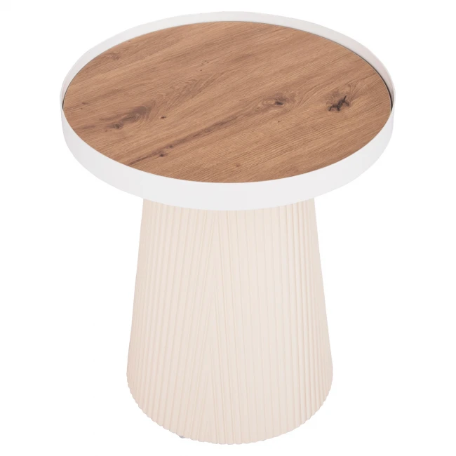 ΤΡΑΠΕΖΑΚΙ ΒΟΗΘΗΤΙΚΟ DENTON HM18023.02 MDF TOP ΦΥΣΙΚΟ ΞΥΛΟΥ-ΒΑΣΗ ΛΕΥΚΗ Φ45x51,5Υεκ.