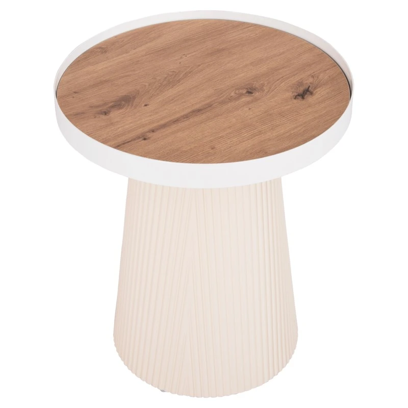 ΤΡΑΠΕΖΑΚΙ ΒΟΗΘΗΤΙΚΟ DENTON HM18023.02 MDF TOP ΦΥΣΙΚΟ ΞΥΛΟΥ-ΒΑΣΗ ΛΕΥΚΗ Φ45x51,5Υεκ.