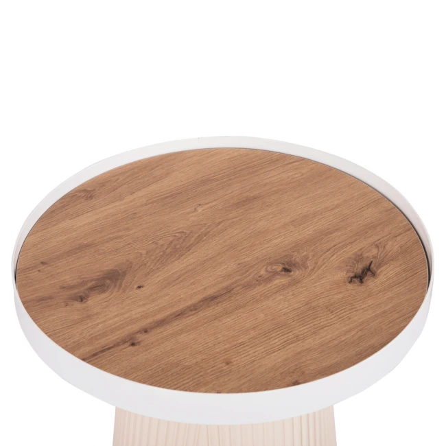 ΤΡΑΠΕΖΑΚΙ ΒΟΗΘΗΤΙΚΟ DENTON HM18023.02 MDF TOP ΦΥΣΙΚΟ ΞΥΛΟΥ-ΒΑΣΗ ΛΕΥΚΗ Φ45x51,5Υεκ.
