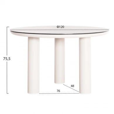 ΤΡΑΠΕΖΙ ΑΛΟΥΜΙΝΙΟΥ DOSUN HM6201.02 ΚΡΕΜ ΣΚΕΛΕΤΟΣ-3D PRINT ΓΥΑΛΙ-ΚΕΡΑΜΙΚΟ LOOK Φ120εκ