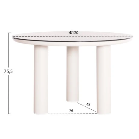 ΤΡΑΠΕΖΙ ΑΛΟΥΜΙΝΙΟΥ DOSUN HM6201.02 ΚΡΕΜ ΣΚΕΛΕΤΟΣ-3D PRINT ΓΥΑΛΙ-ΚΕΡΑΜΙΚΟ LOOK Φ120εκ