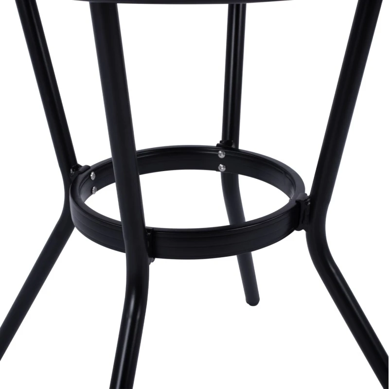ΤΡΑΠΕΖΙ ΑΛΟΥΜΙΝΙΟΥ MOSES Φ70 BAMBOO LOOK HM5532.02 ΜΑΥΡΟ ΜΕ ΓΥΑΛΙ Φ70X76 εκ