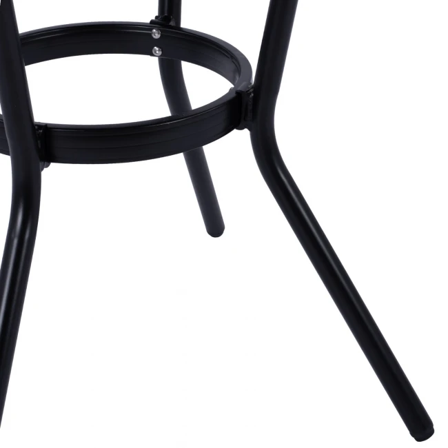 ΤΡΑΠΕΖΙ ΑΛΟΥΜΙΝΙΟΥ MOSES Φ70 BAMBOO LOOK HM5532.02 ΜΑΥΡΟ ΜΕ ΓΥΑΛΙ Φ70X76 εκ