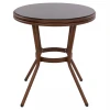 ΤΡΑΠΕΖΙ ΑΛΟΥΜΙΝΙΟΥ MOSES Φ70x76 εκ. BAMBOO LOOK HM5532.03 ΚΑΦΕ ΜΕ ΓΥΑΛΙ